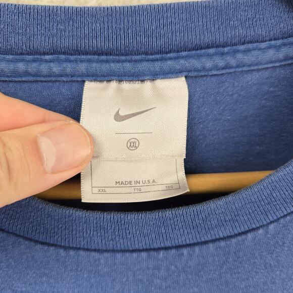 Vintage Nike Shirt Mens XXL Blue Center Swoosh Long Sleeve Hit 90s Y2K USA Made - Picture 5 of 12